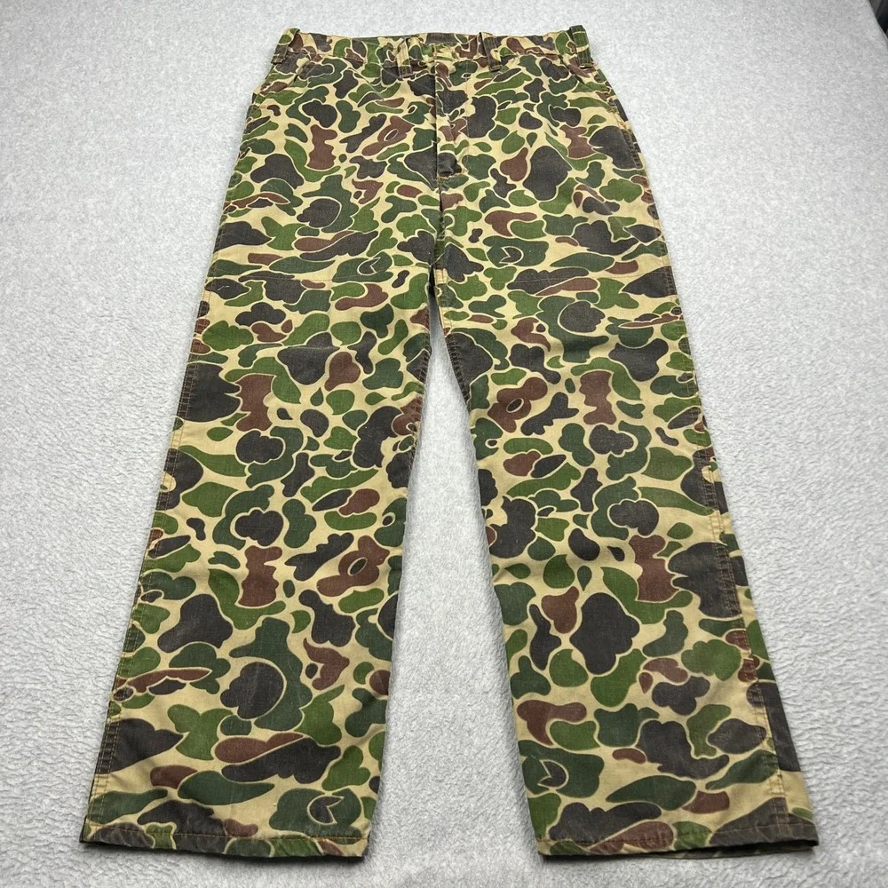 VTG Saf-T-Bak Frog Skin Pants Mens 36x30* Camo Duck Hunt Talon 42 USA Made Retro